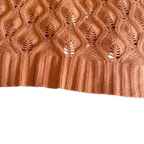 Derek Heart Peach Crochet Cardigan Women's S - Y2K Open Knit Sweater Layer Boho - Picture 10 of 12